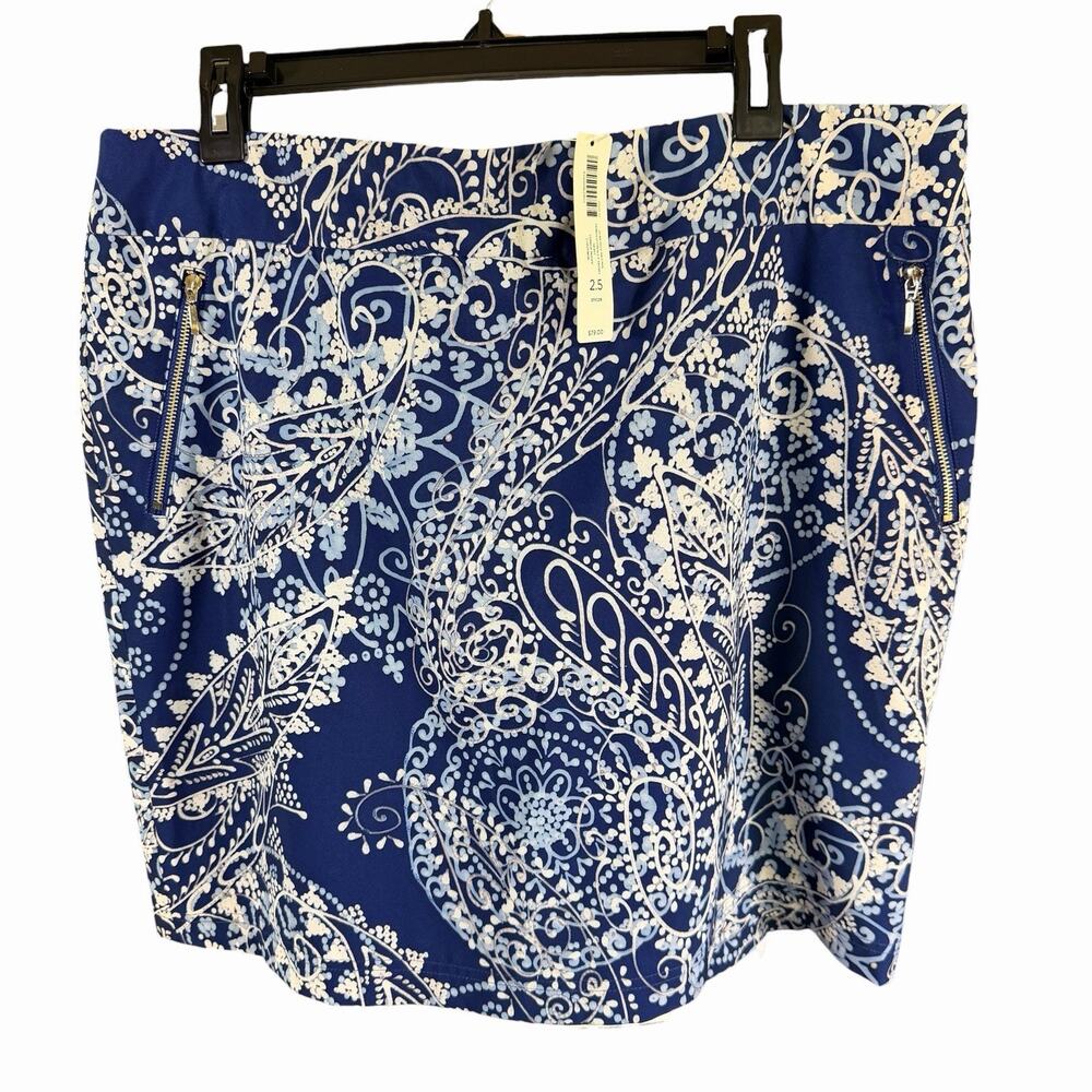 Zenergy Neema Printed Paisley Skort Skirt Tonga Navy Sz 2.5 US 14 Athleisure NWT